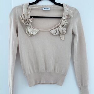 Moschino Cream Floral Detail Sweater